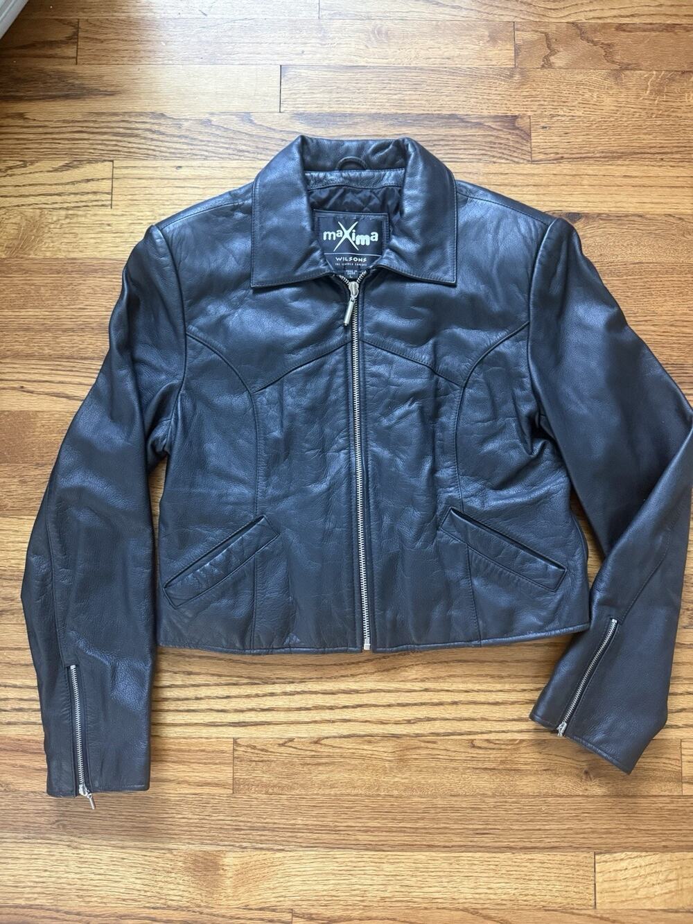 Vintage Wilsons Maxima Black Leather Jacket Size L⁠